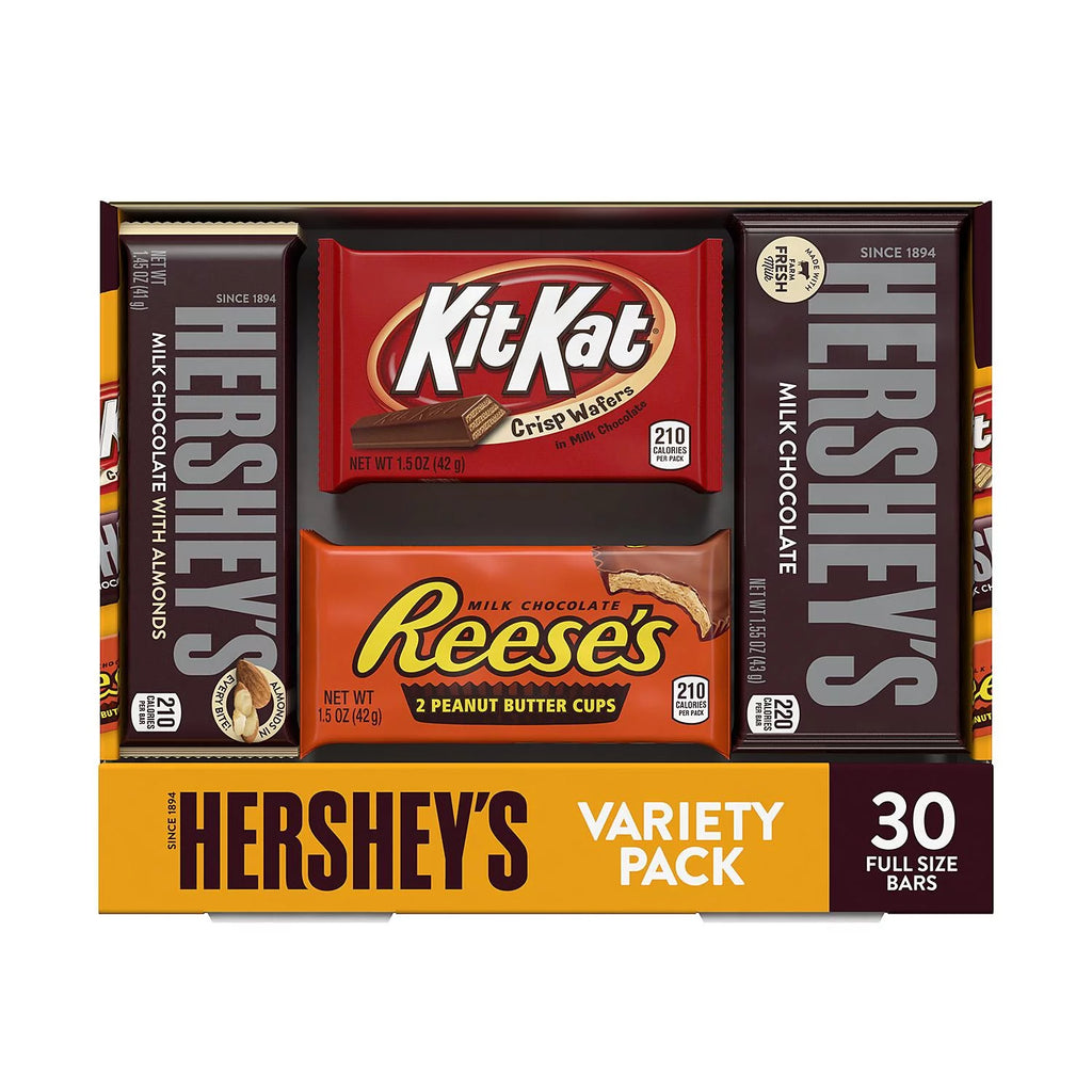 Assorted Chocolate Candy Variety Pack, Milk Chocolate, 30 Piece Count P65833