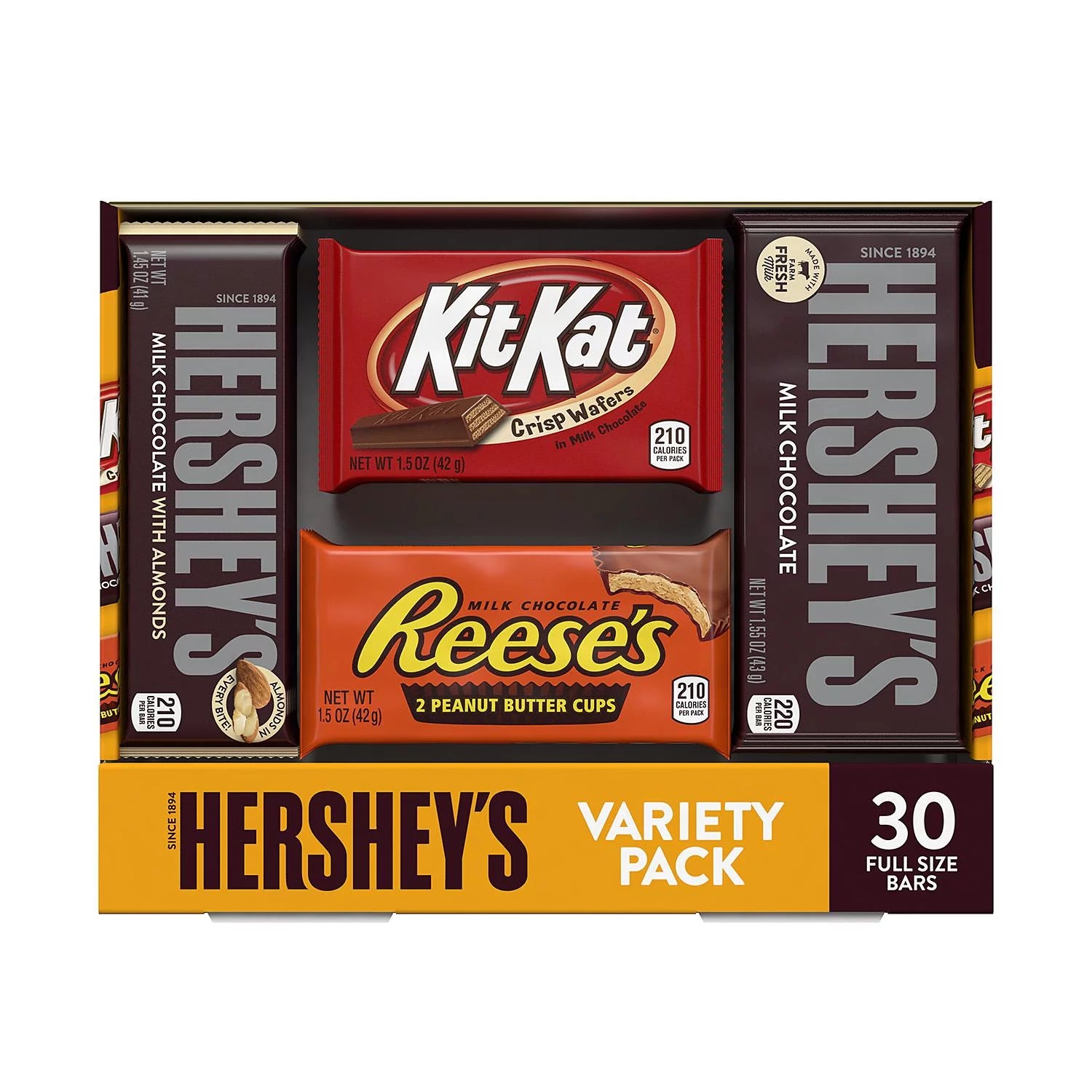 Assorted Chocolate Candy Variety Pack, Milk Chocolate, 30 Piece Count P65833
