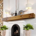 72 Inch Rustic Charcoal Gray Floating Fireplace Mantel Wood Shelf Y69968