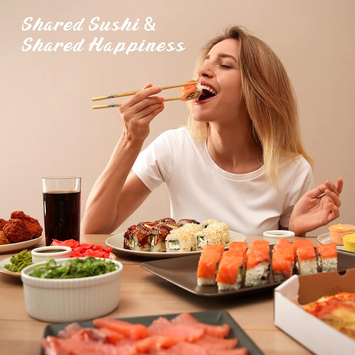 Bamboo Sushi Mat Sushi Making Kit with 2 Rolling Mats, 5 Pairs of Chopsticks, 1 Paddle, 1 Spreader N339
