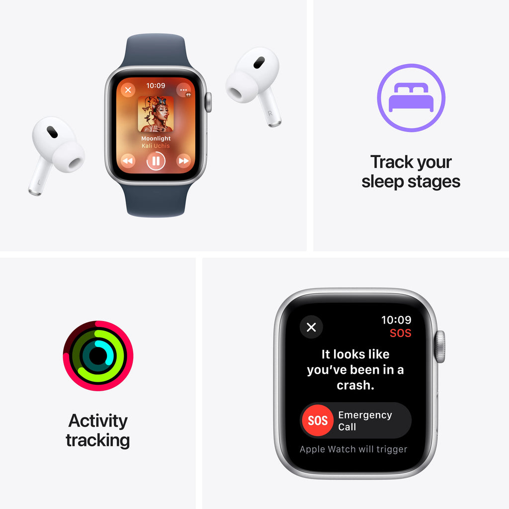 Silver Aluminum 40mm GPS Smartwatch with Storm Blue Sport Band I774
