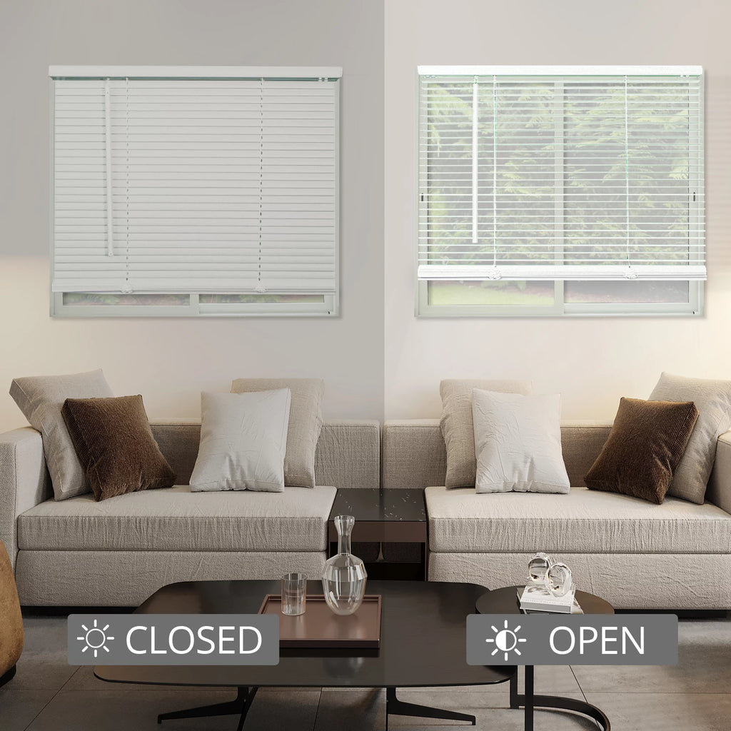 Gloss White Cordless Vinyl Mini Blinds 70"W X 48"H I59623
