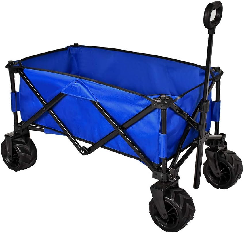 Large Capacity Collapsible Wagon Cart with Big Wheels (Black) W4924