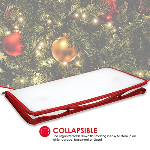 64 Compartment Zippered Christmas Ornament Box with Handles Q5692