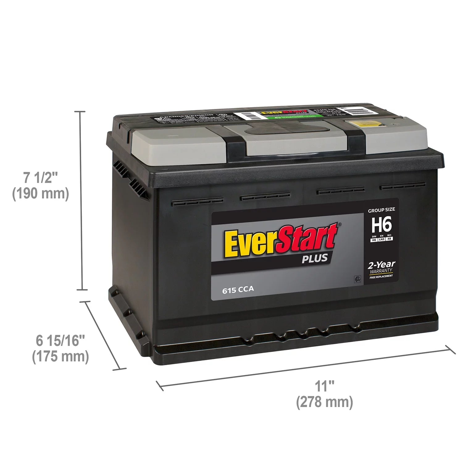 Lead Acid Automotive Battery, Group Size H7 / LN4 / 94R 12 Volt, 800 CCA D393