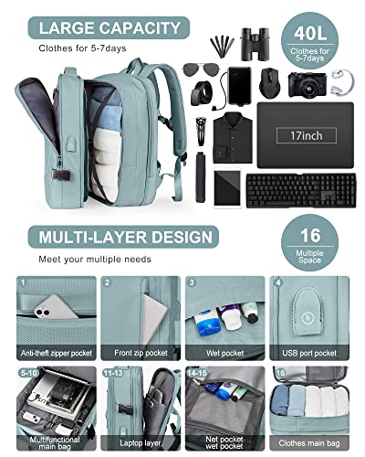 Blue Expandable Waterproof Laptop Backpack A14862