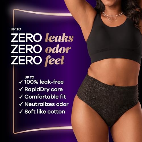 XL Black Maximum Protection Incontinence and Postpartum Underwear, 16 Count D270692