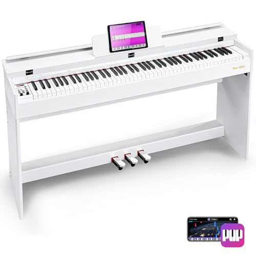 White 88 Keys Weighted Hammer Action Digital Piano Keyboard with Furniture Stand D363792
