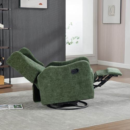 Green Chenille Swivel Glider Recliner C21841
