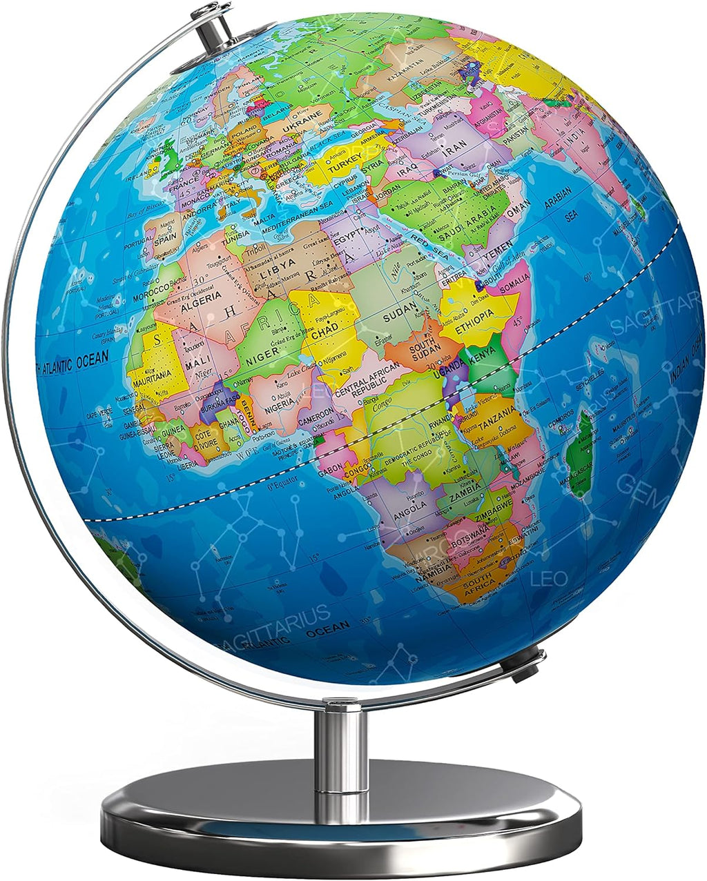 9" LED Illuminated World Globe with Stand and Heavy Metal Base O401822