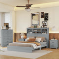 Queen Size Wooden Bed Frame with 2 Nightstands and 1 Dresser W366742