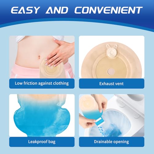 20 Pack Individually Packaged One-Piece Drainable Ostomy Bags with Closure, Cut-to-Fit, Max 65mm U27129