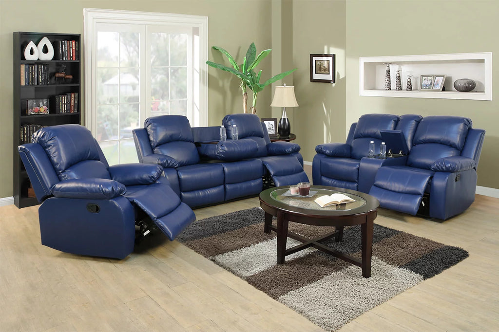 2 PCS Blue Bonded Leather Sofa & Loveseat Set B10204