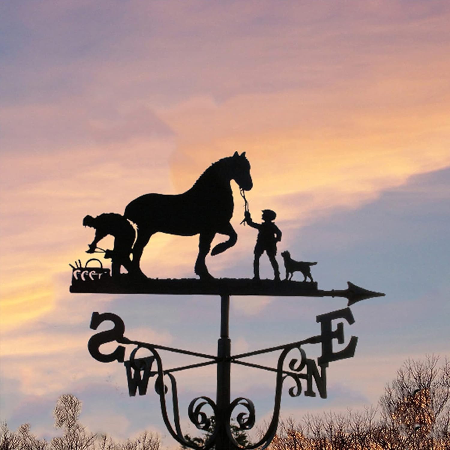 Retro Farmer and Horse Metal Weathervane J49609