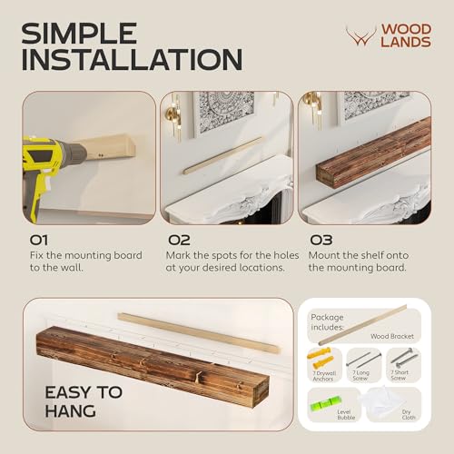 72 Inch Rustic Charcoal Gray Floating Fireplace Mantel Wood Shelf Y69968