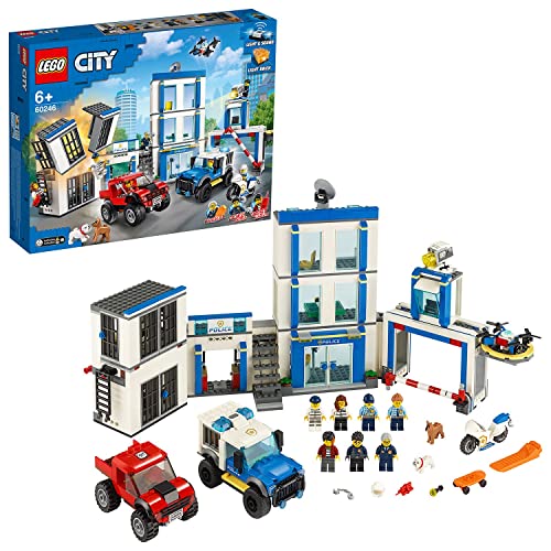 LEGO City Police Station Building Set with 2 Truck Toys, Light & Sound Bricks, Drone and Motorbike N320