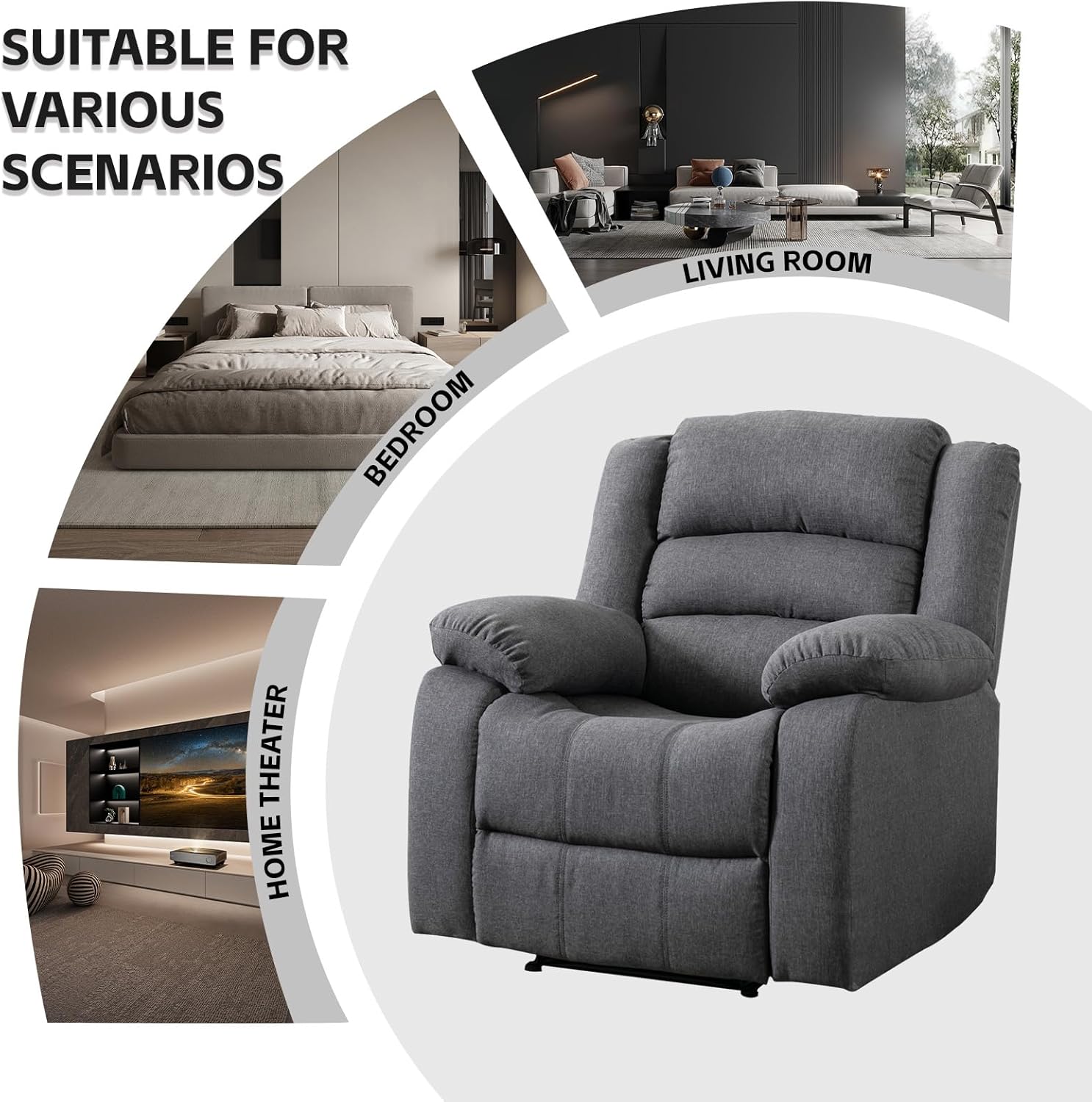 Grey Fabric Power Recliner Chair H73460