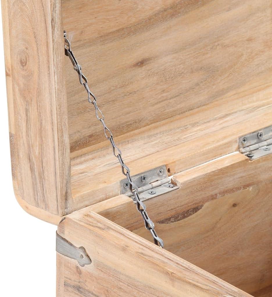 Rustic Solid Acacia Wood Chest Storage with Safety Hinge 15.7" x 15.7" x 15.7" W25311