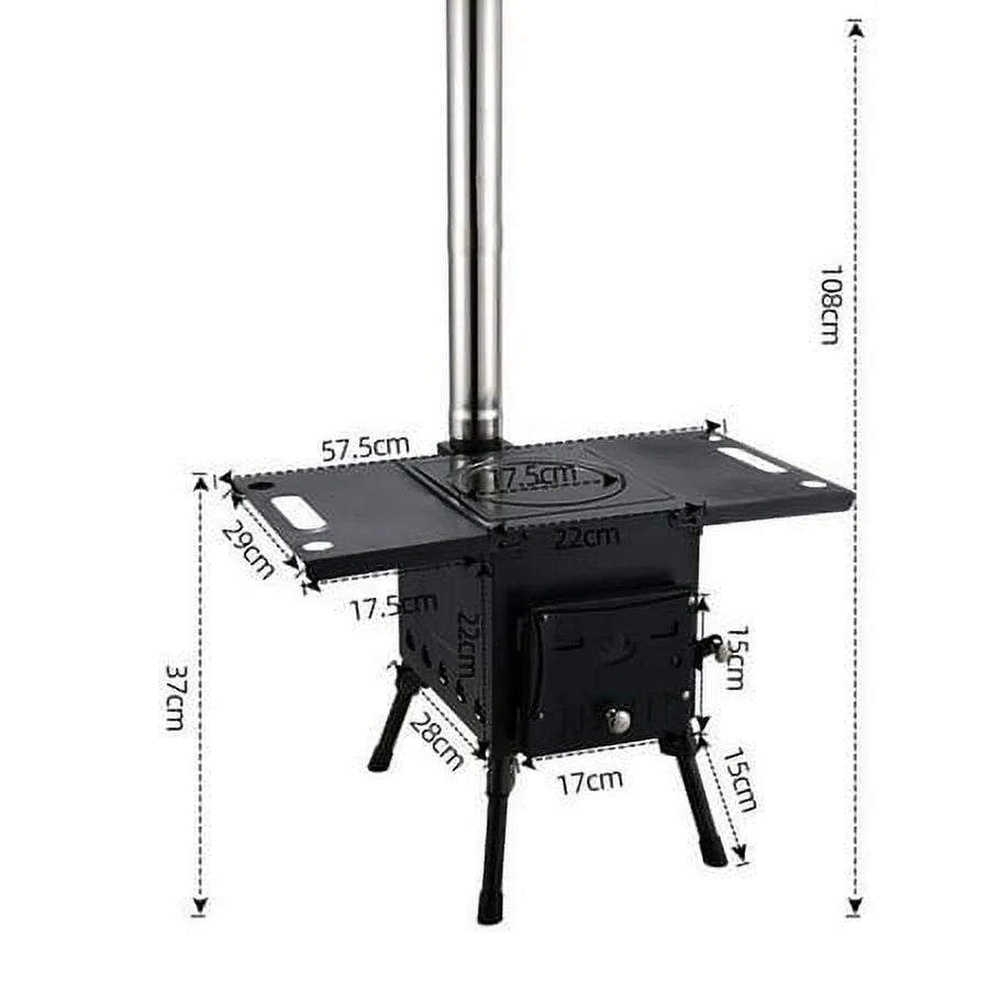 Portable Wood Burning Camping Stove with Chimney Pipe H4855