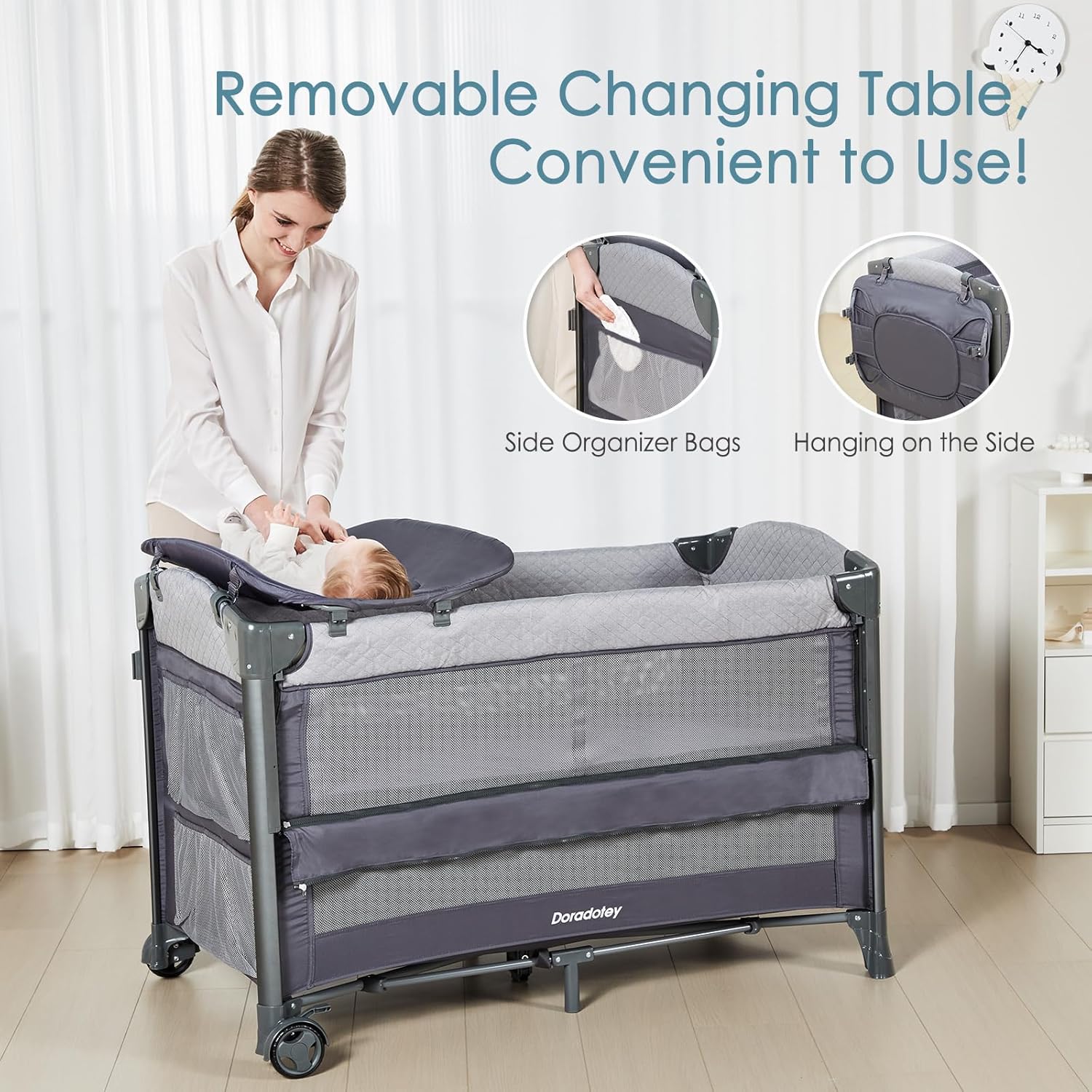 5 in 1 Pack and Play with Mattress, 3 Layers U790117