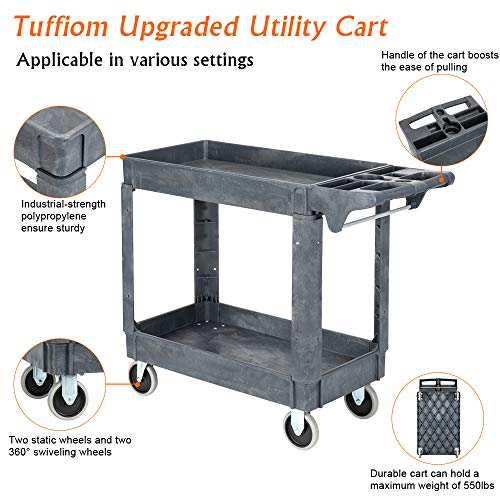Plastic 3-Tier Utility Cart with Wheels, 550lbs Capacity F71824