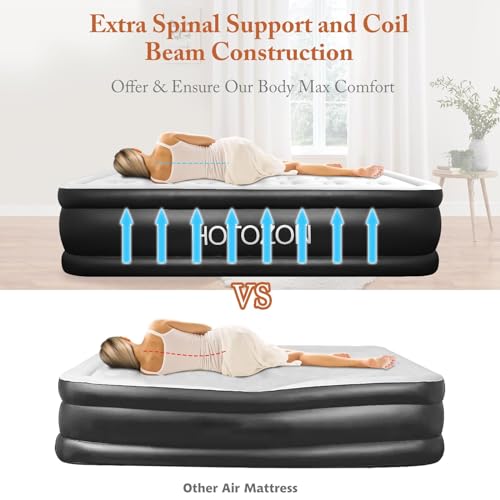Twin Air Mattress with Built-in Pump, 18" Foldable Blue Air Bed L800