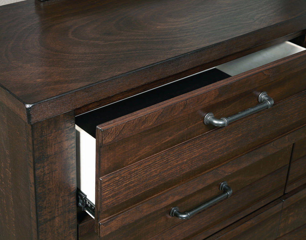Espresso Wood Queen Bedroom Set with Dresser, Mirror, Nightstands, Chest Y104797