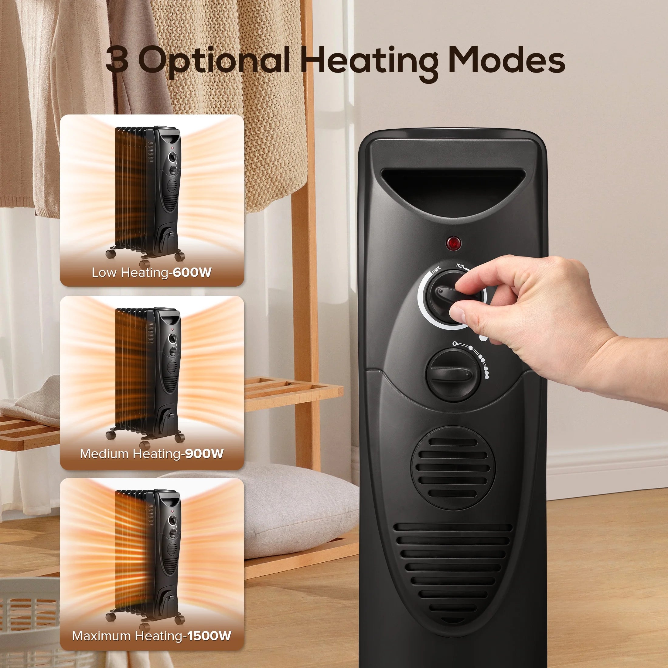 Electric Oil Filled Radiator Space Heater with Thermostat H31811
