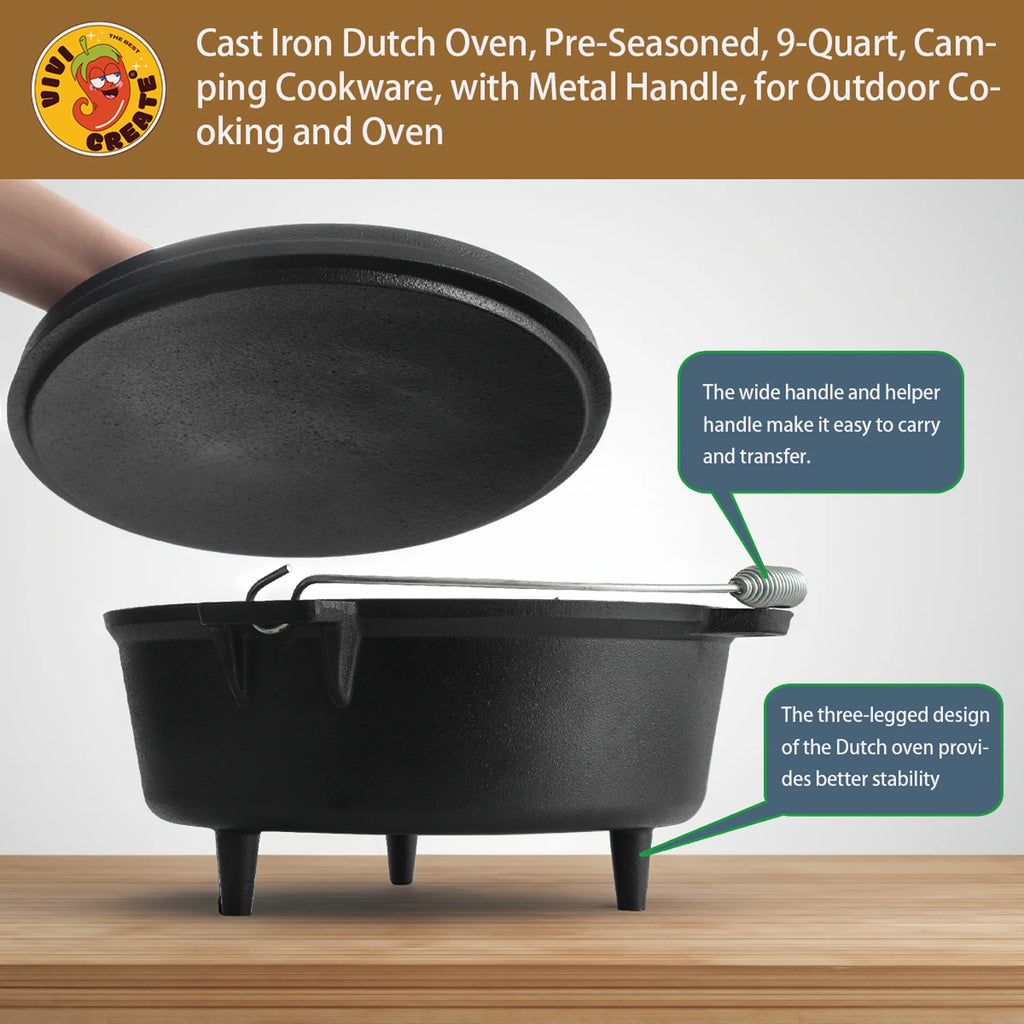 Pre-Seasoned 9-Quart Cast Iron Dutch Oven G245