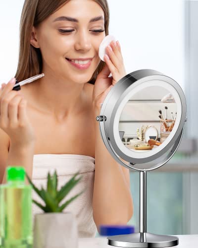 1x/10x Magnifying Lighted Makeup Mirror Double Sided Round Swivel 7 Inch A7150