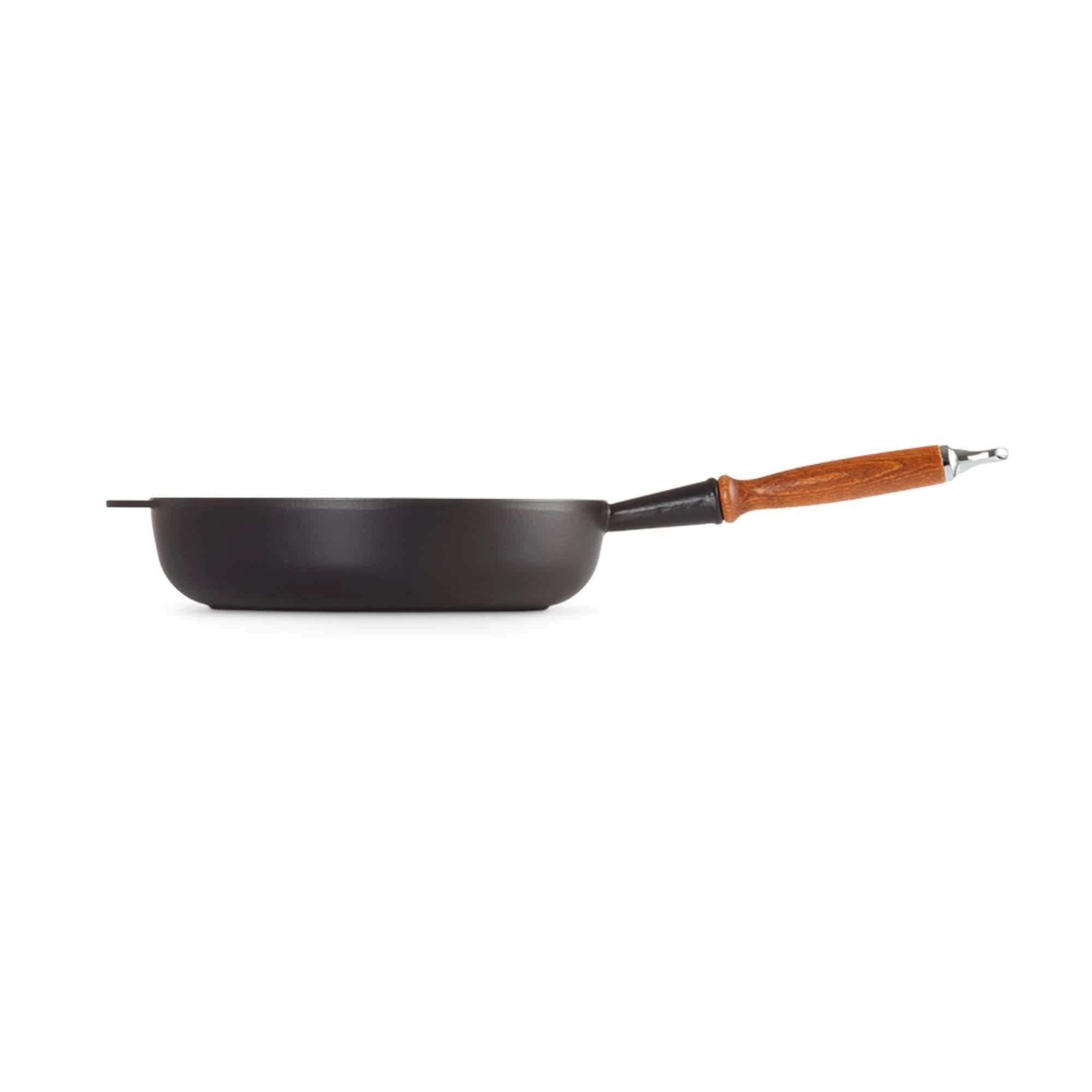28 cm Satin Black Frying Pan with Wooden Handle E31851