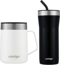 14 oz Stainless Steel Tumbler with Handle and 16 oz Insulated Stainless Steel Travel Mug P395930