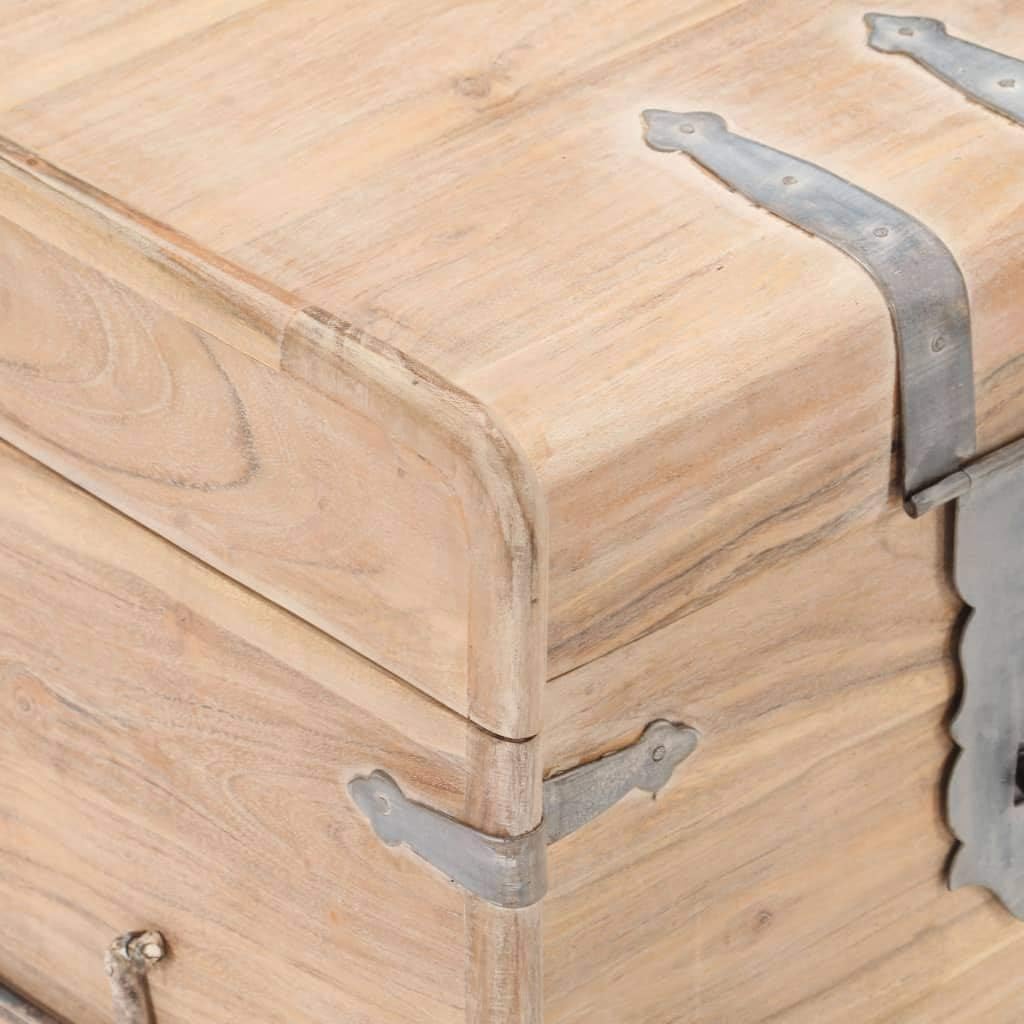 Rustic Solid Acacia Wood Chest Storage with Safety Hinge 15.7" x 15.7" x 15.7" W25311