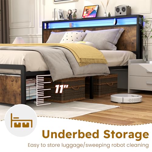 Gray Full Size Bed Frame with 4 Storage Drawers P475526