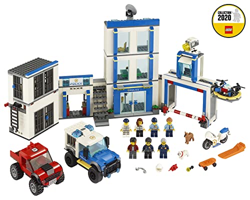 LEGO City Police Station Building Set with 2 Truck Toys, Light & Sound Bricks, Drone and Motorbike N320
