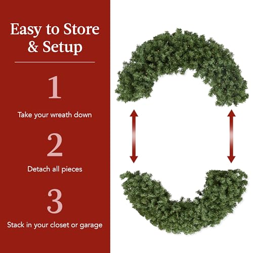 36in Artificial Pre-Lit Fir Christmas Wreath with 150 LED Lights L4266