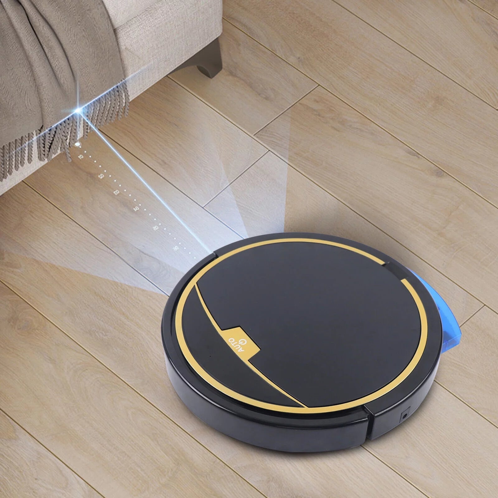 15W Rechargeable Black Robot Vacuum Cleaner 3in1 A141939