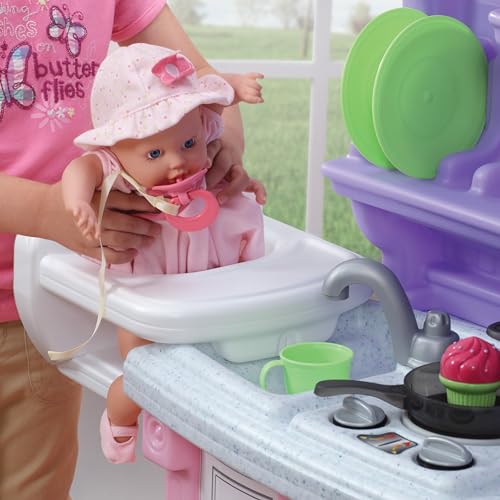 Pink Purple Kids Play Kitchen with 30 Piece Toy Accessories O304852