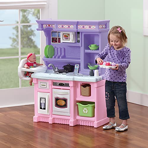 Pink Purple Kids Play Kitchen with 30 Piece Toy Accessories O304852
