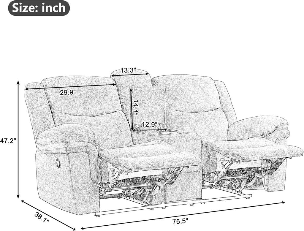 3-Piece Velvet Recliner Sofa Set with Cup Holders S4470