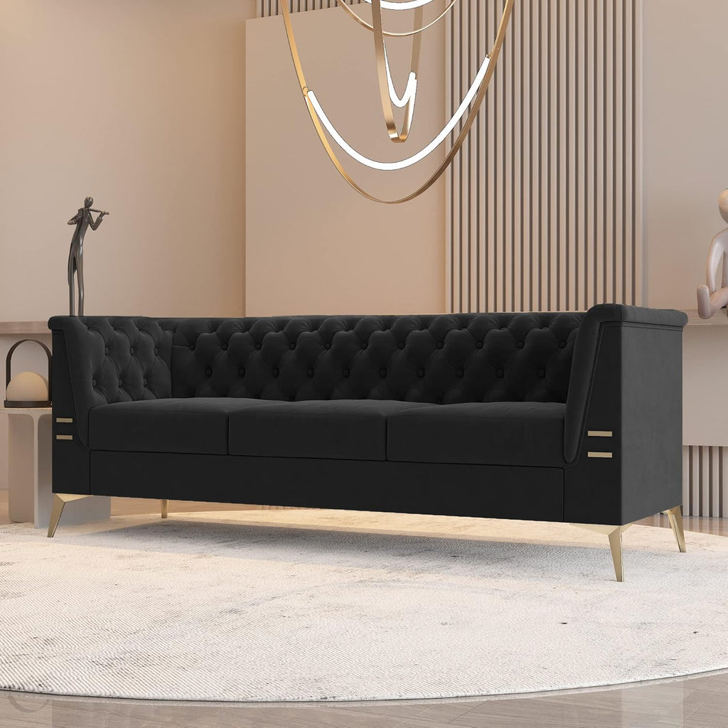 Dark Grey Velvet Chesterfield 3 Seater Sofa Z72737
