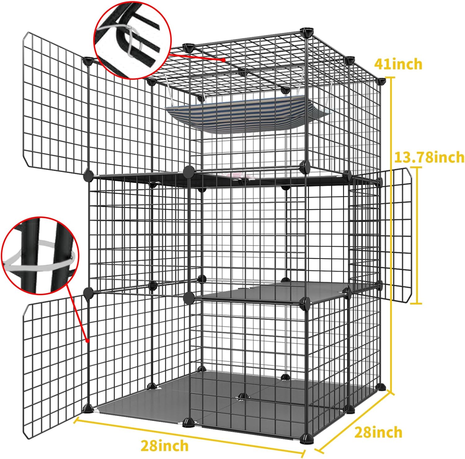 Black 3-Tier Metal Wire Cat Cage E788