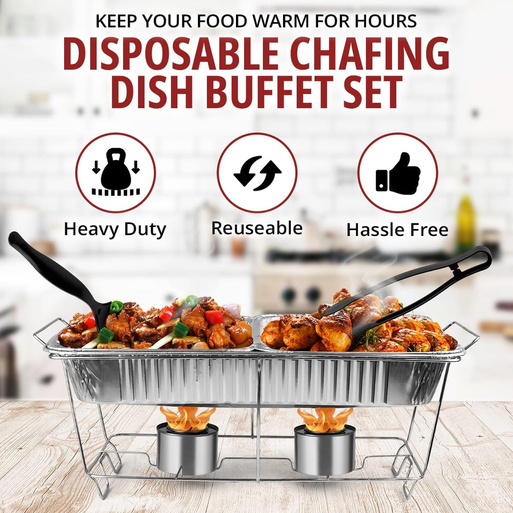 33 Piece Disposable Chafing Dish Buffet Set with 2.5 oz Fuel Cans C5244
