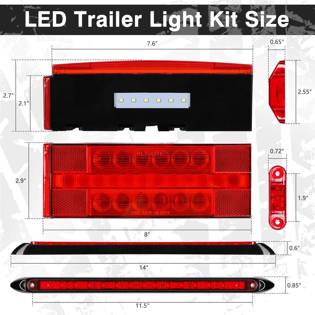 LED Submersible Rectangular Trailer Tail Light Kit O10754