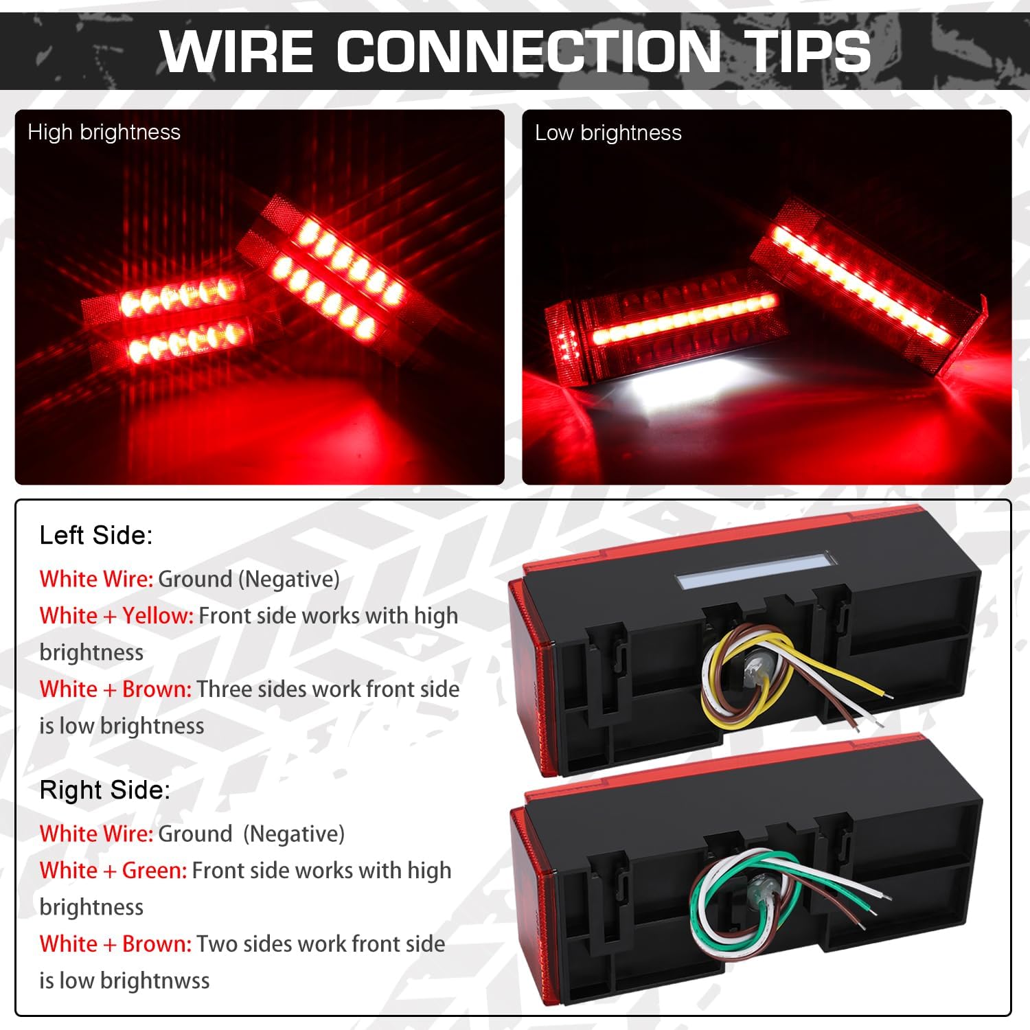 LED Submersible Rectangular Trailer Tail Light Kit O10754