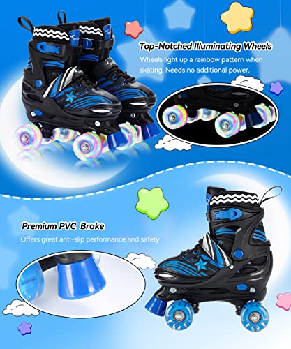 4 Sizes Adjustable Light Up Kids Roller Skates with Protective Gears Illuminating Wheels S29379