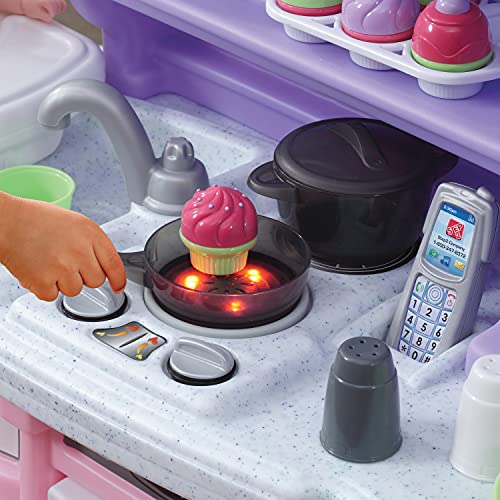 Pink Purple Kids Play Kitchen with 30 Piece Toy Accessories O304852