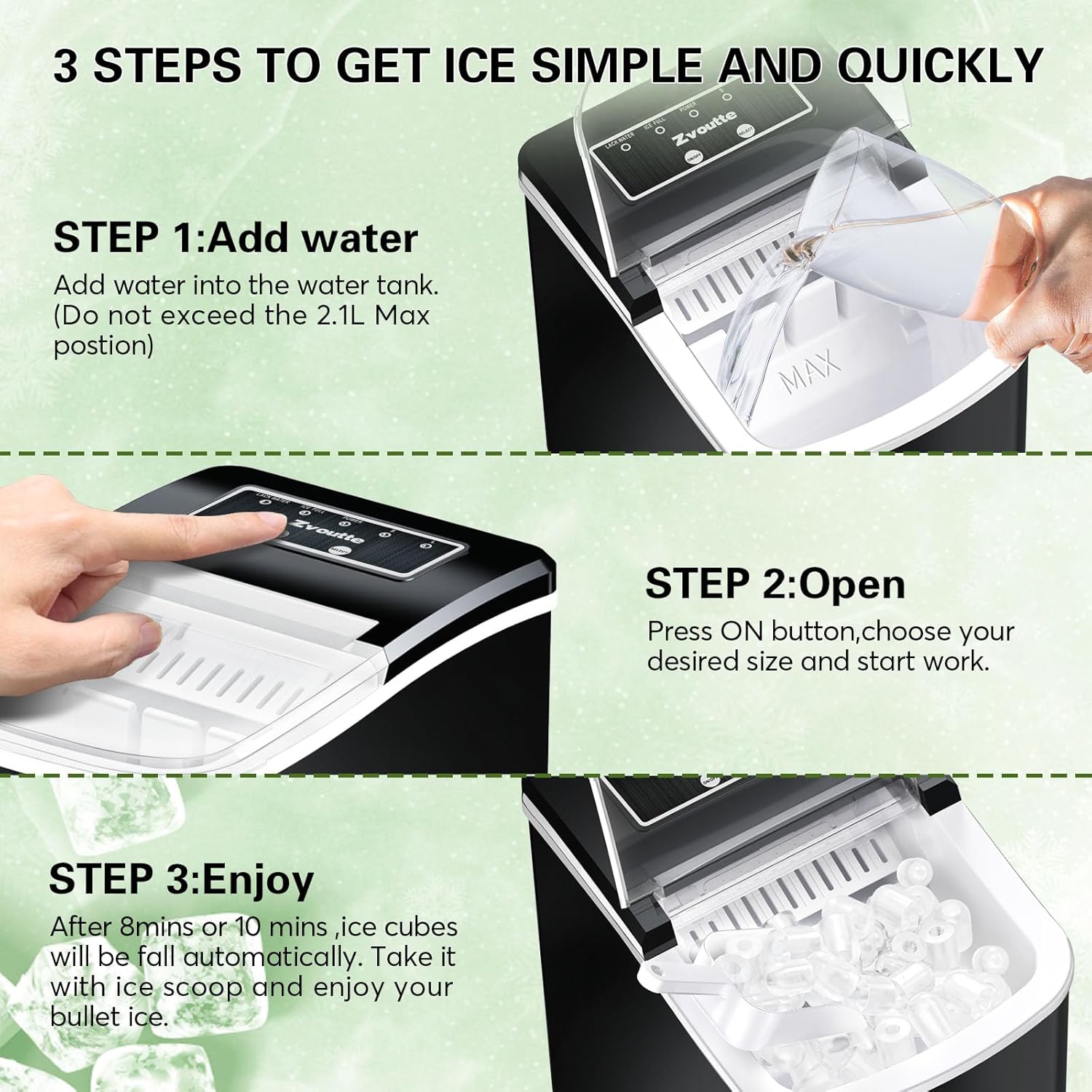 Black Portable Countertop Ice Maker Machine with Ice Scoop and Basket N839867