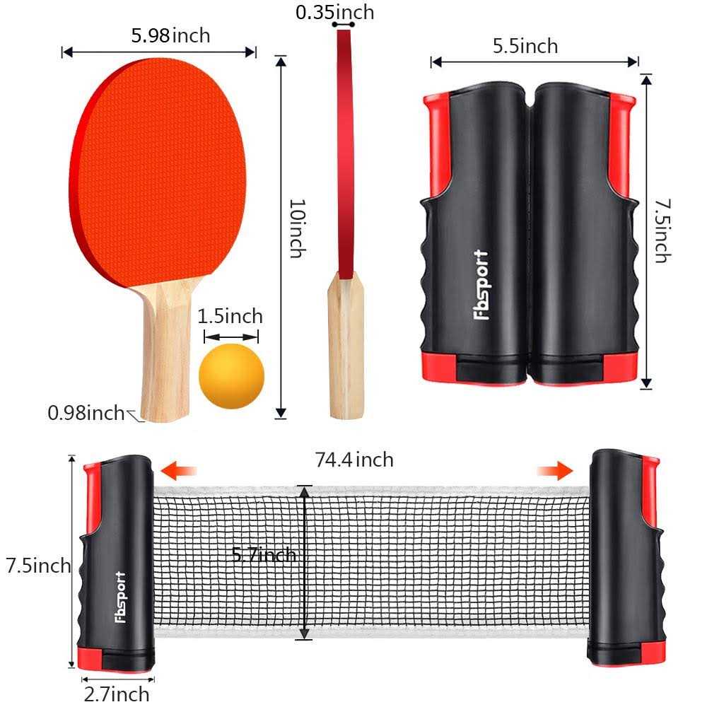 Ping Pong Paddle Set with Retractable Net, 2 Rackets, 6 Balls and Carry Bag Y2415