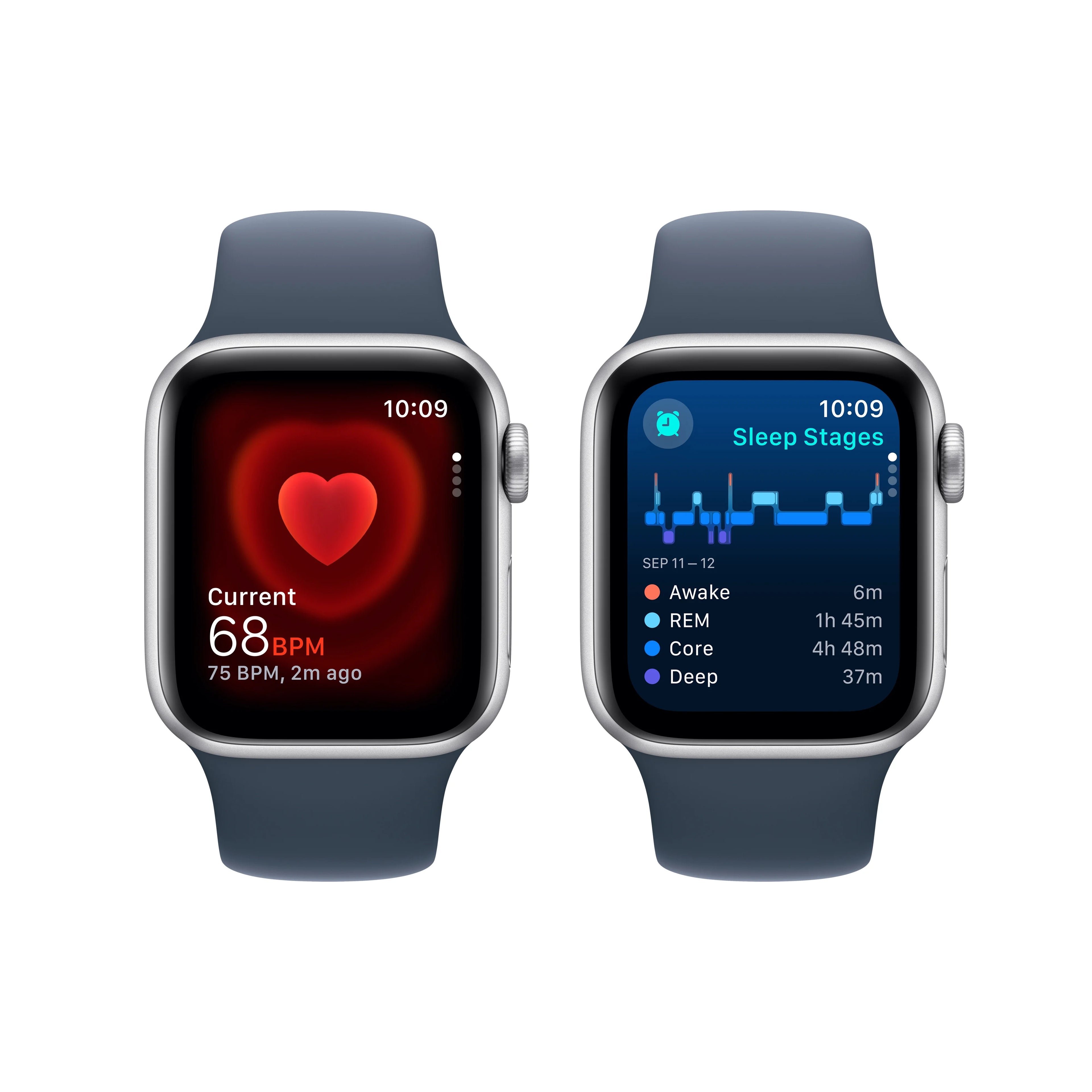 Silver Aluminum 40mm GPS Smartwatch with Storm Blue Sport Band I774